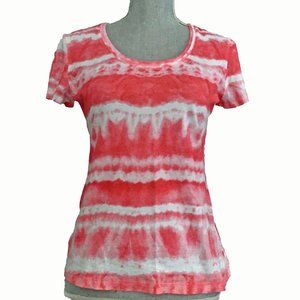Vintage Women's Tie Dye Pink Tee Shirt Scoop Neck Size Small